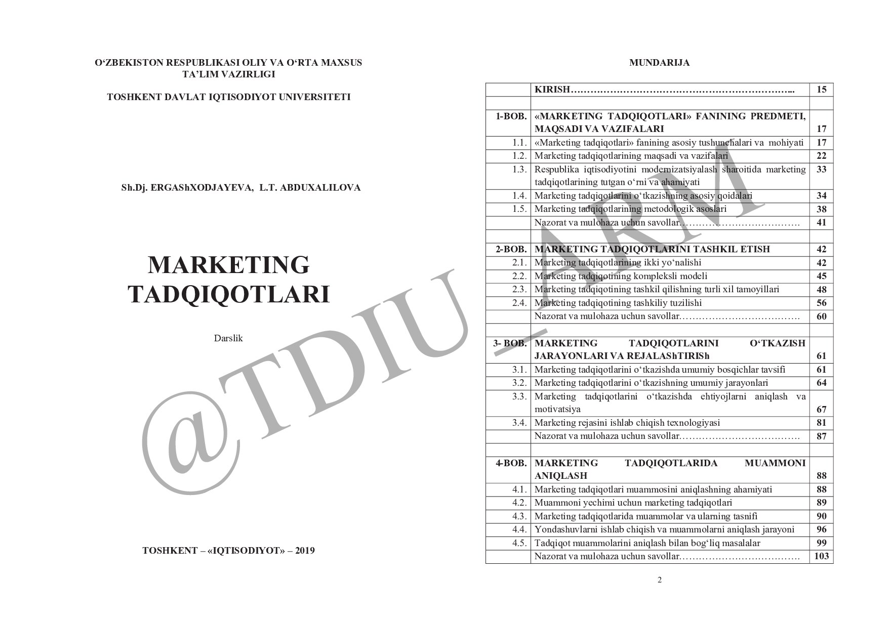 MARKETING TADQIQOTLARI