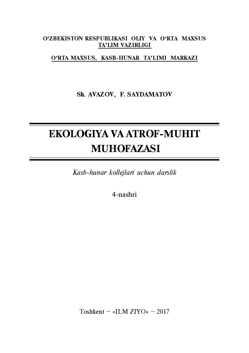 Ekologiy va atrof-muhitni muhofazasi