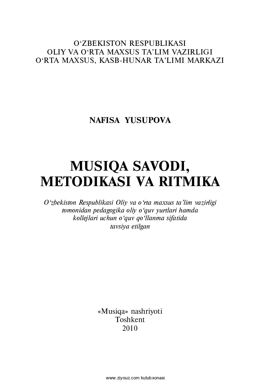 Musiqa savodi metodikasi va ritmika