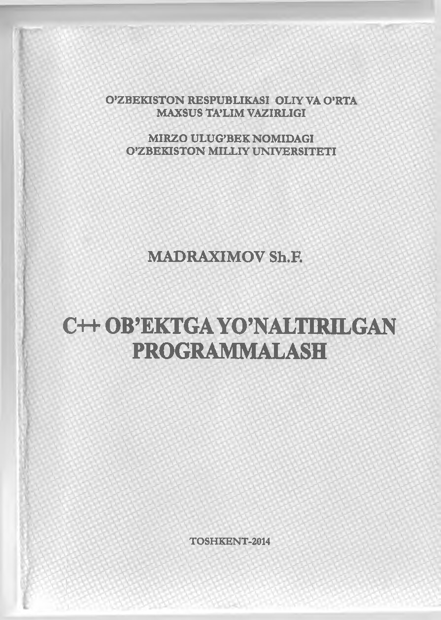 C++ obyektga yo'naltirilgan programmalash