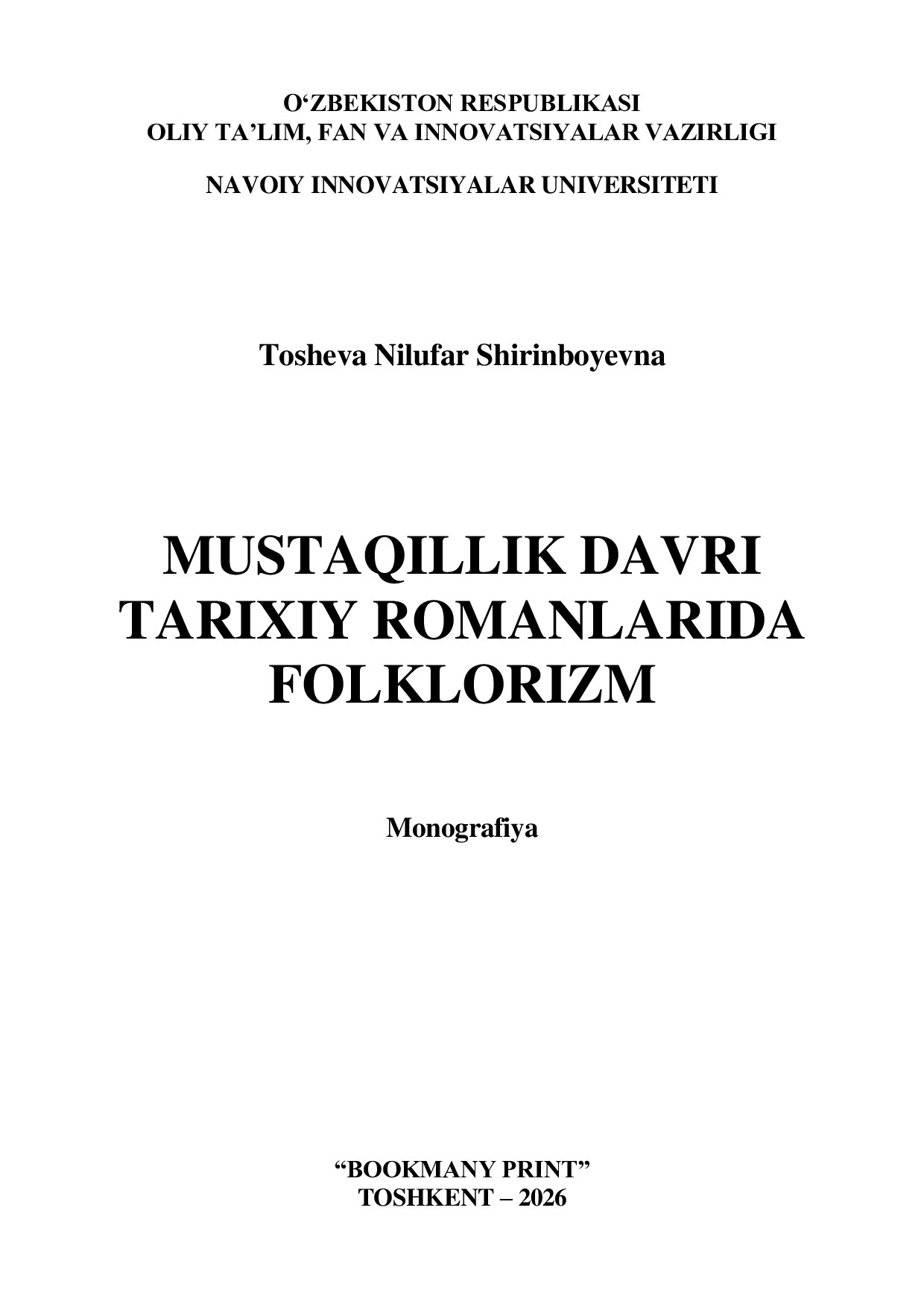 Mustaqillik davri tarixiy romanlarida folklorizm