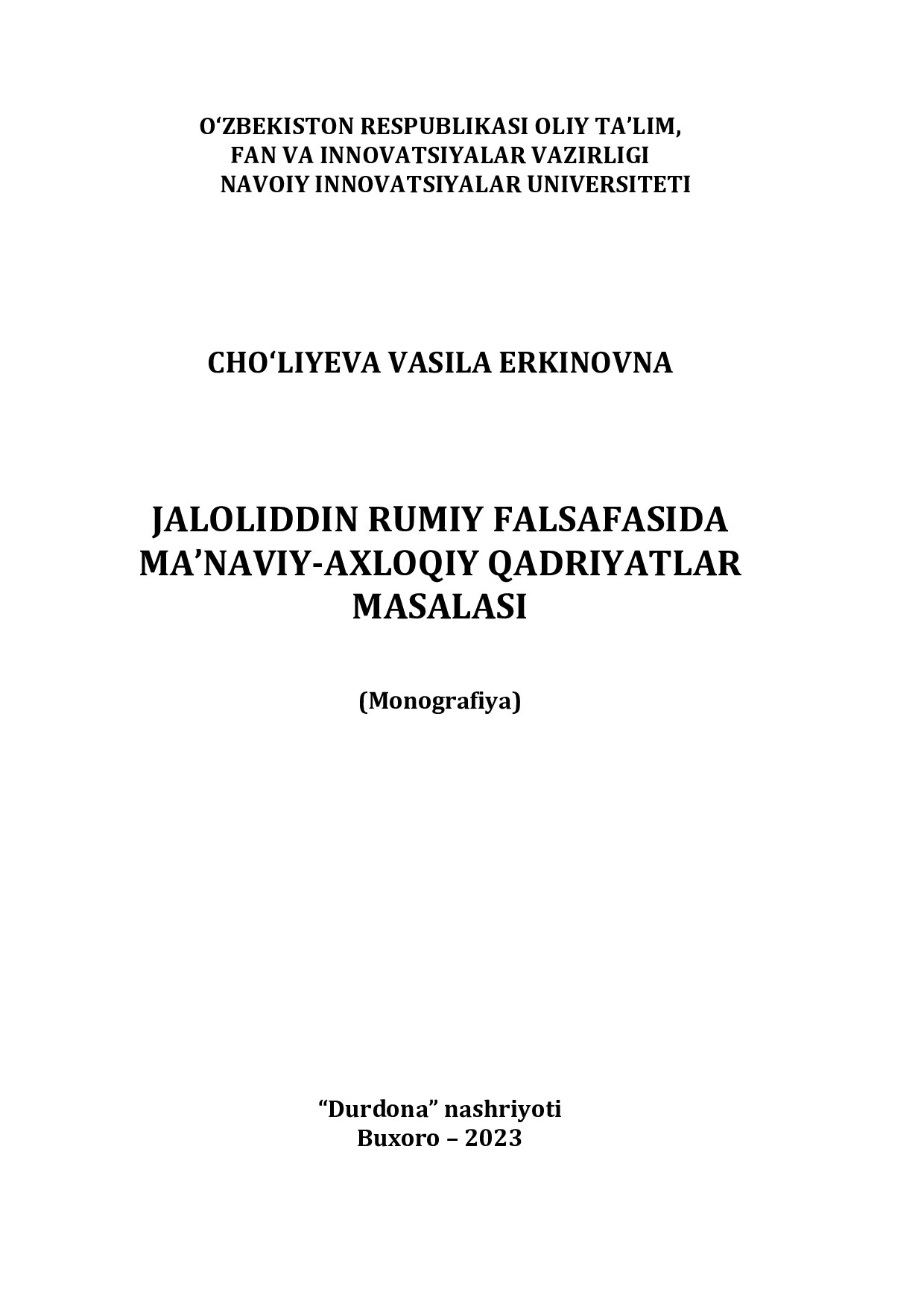 Monografiya - Jaloliddin Rumiy