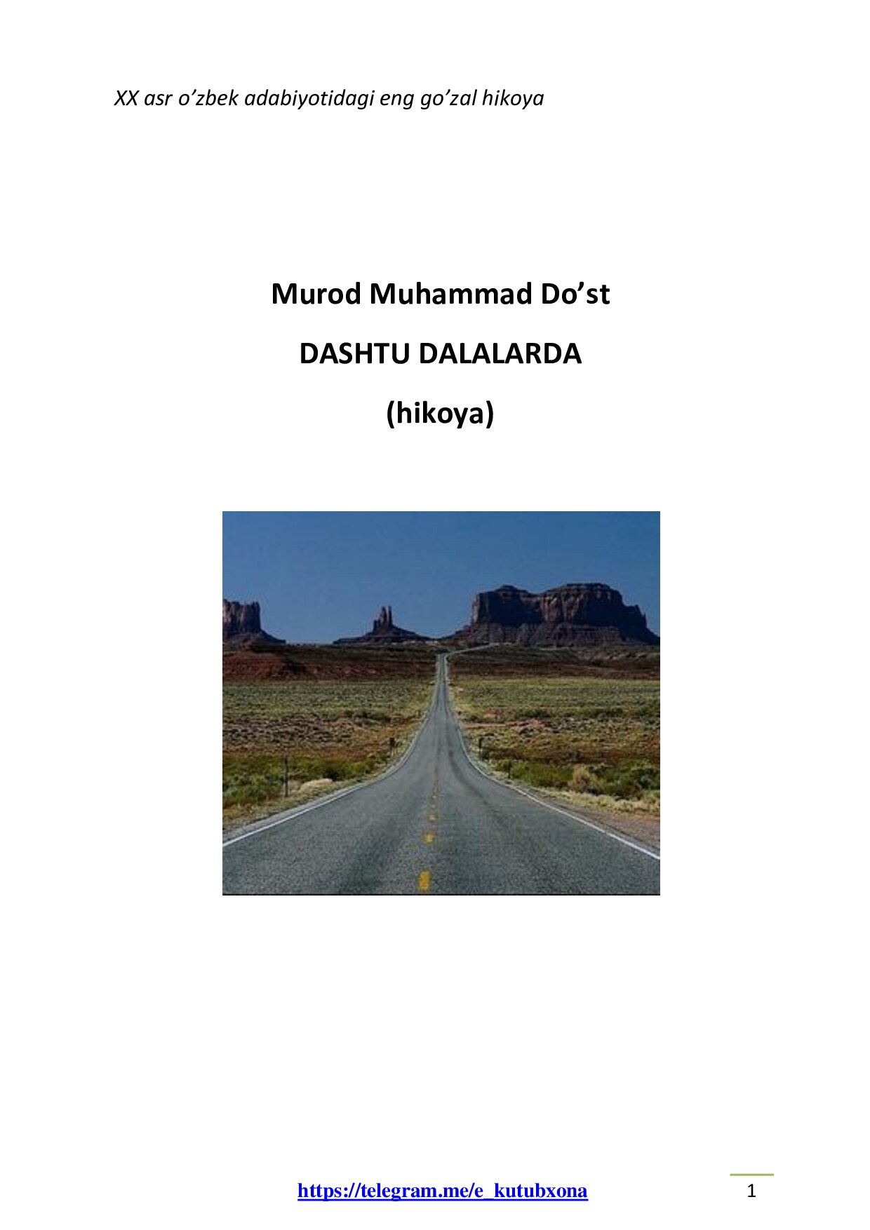 Dashtu dalalarda [@kitoblar_pdf]