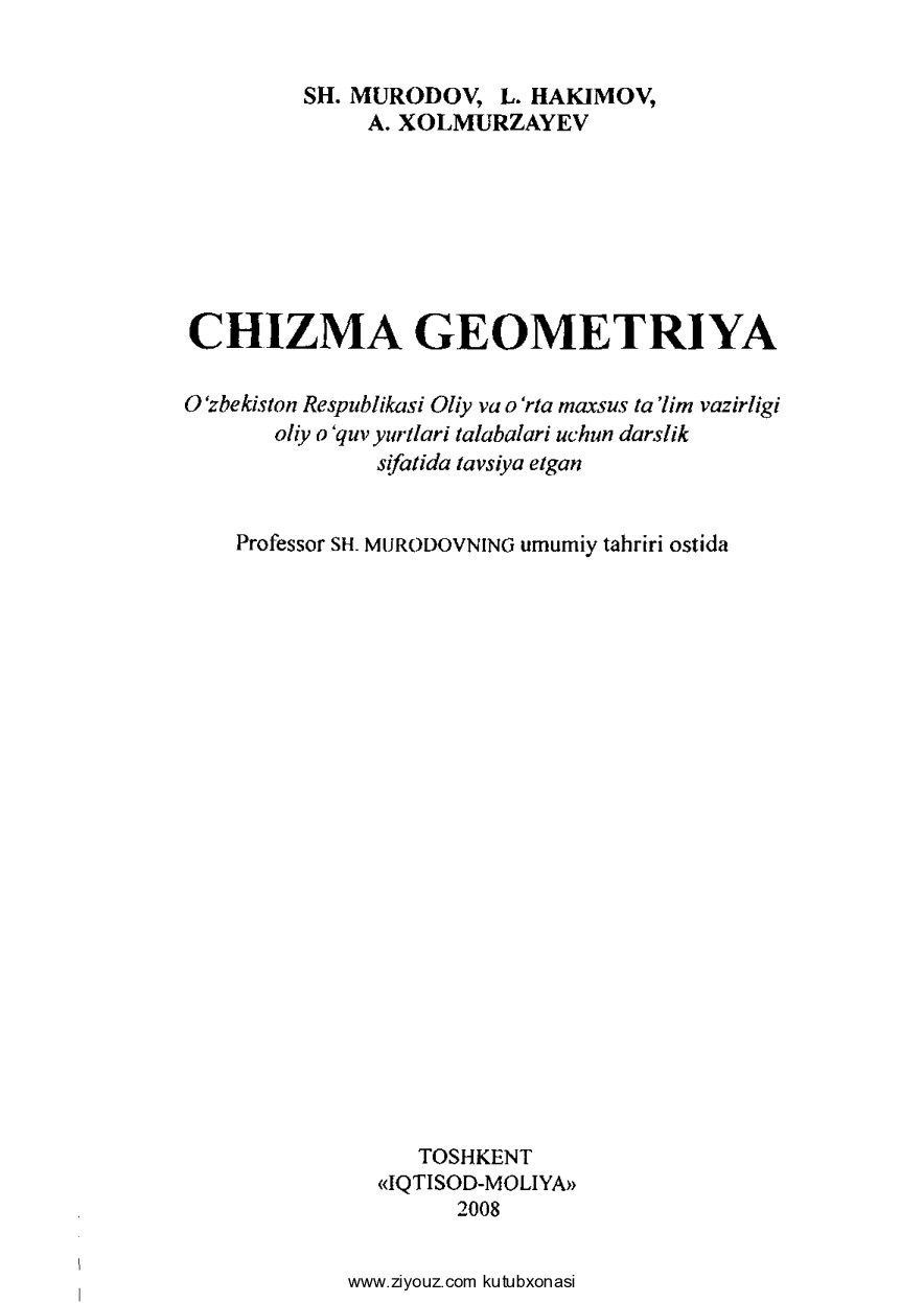 1. Chizma geometriya (Sh.Murodov va b.)