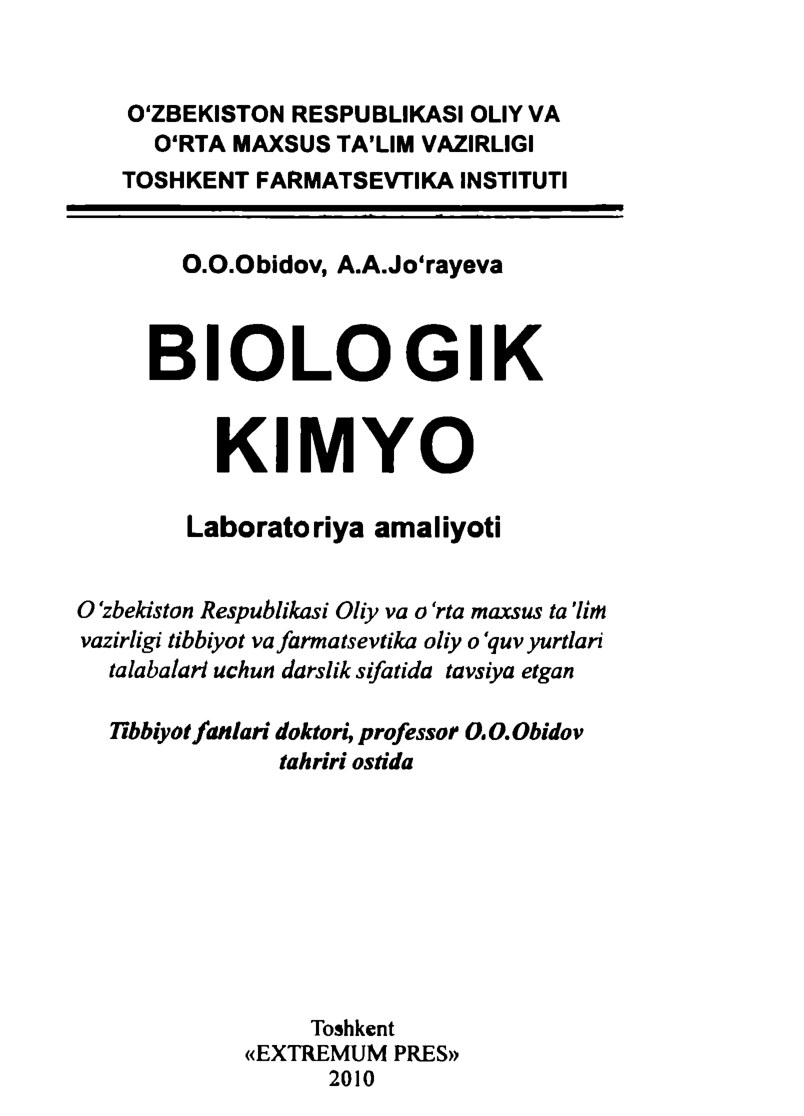 BIOLOGIK KIMYO