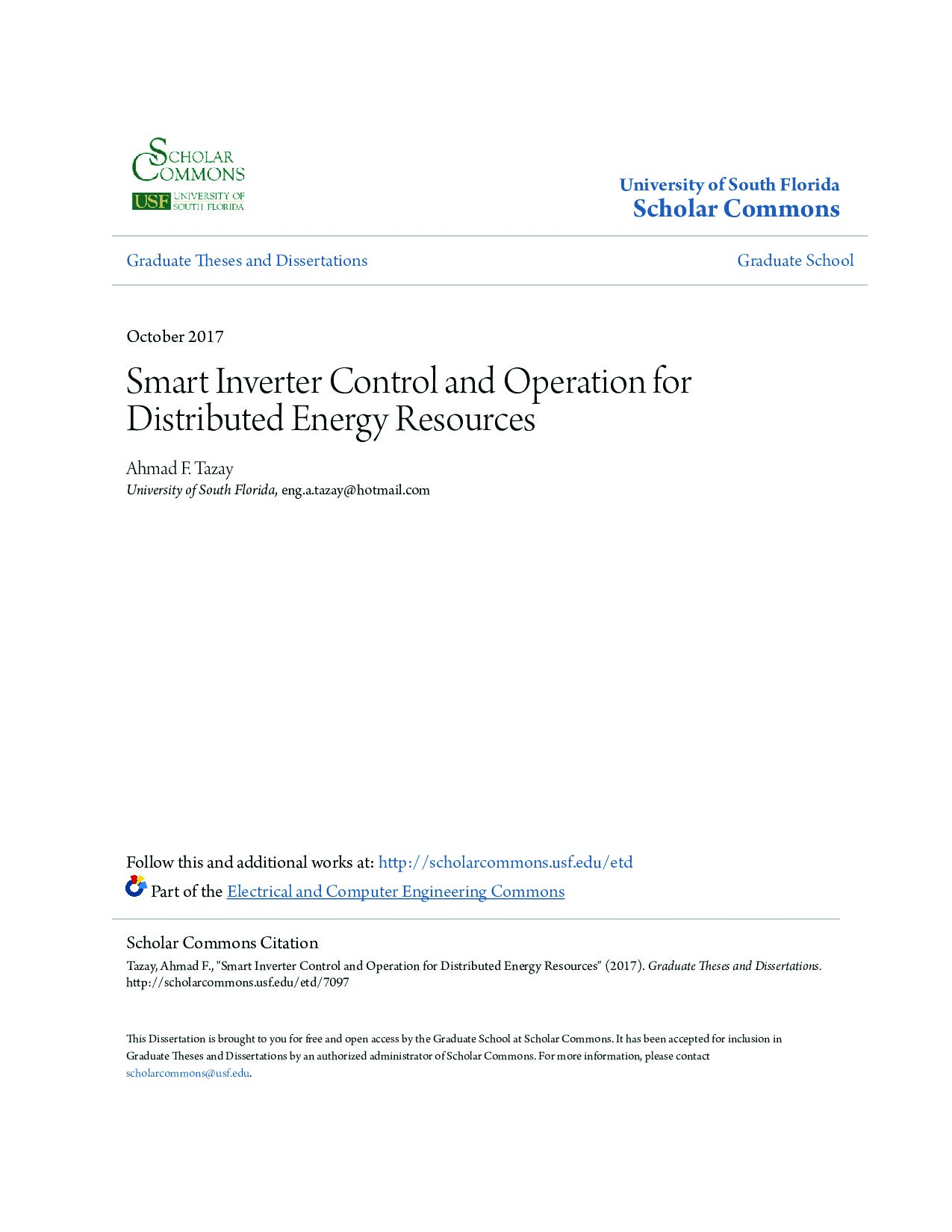 Smart Inverter Control and Operation for Distributed Energy Resources