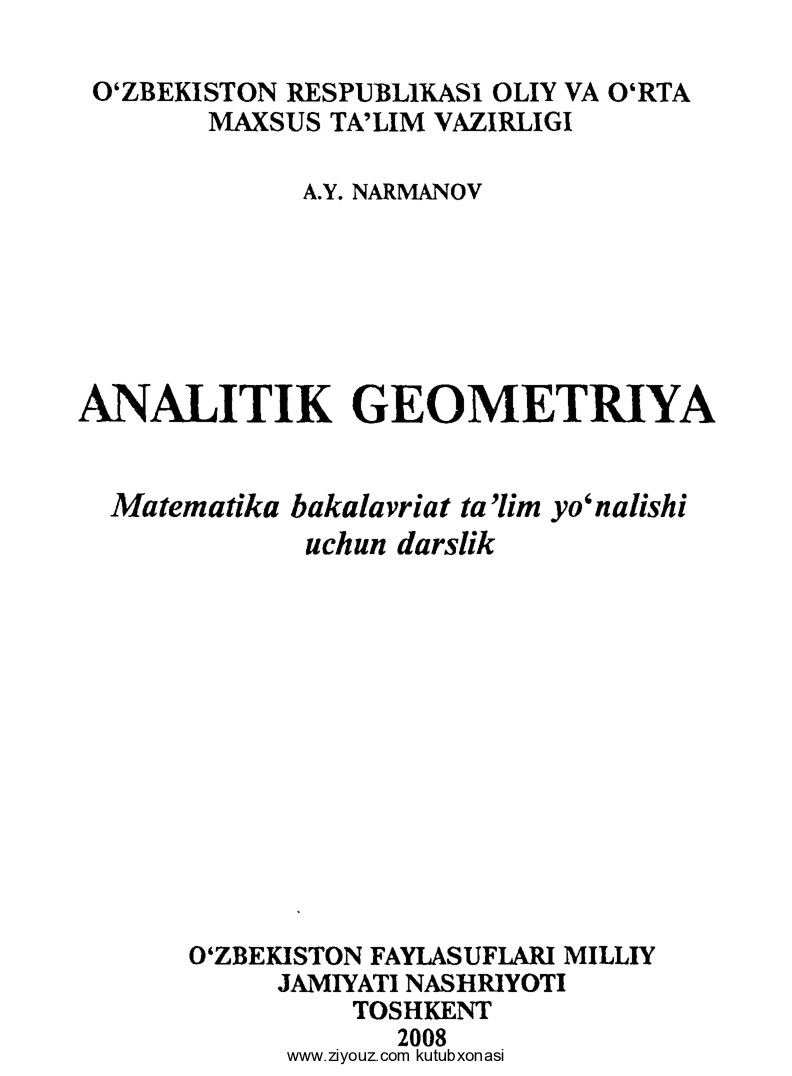 Analitik geometriyai (A.Narmanov)