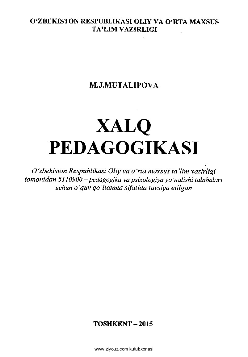 1. Xalq pedagogikasi (M.Mutalipova)