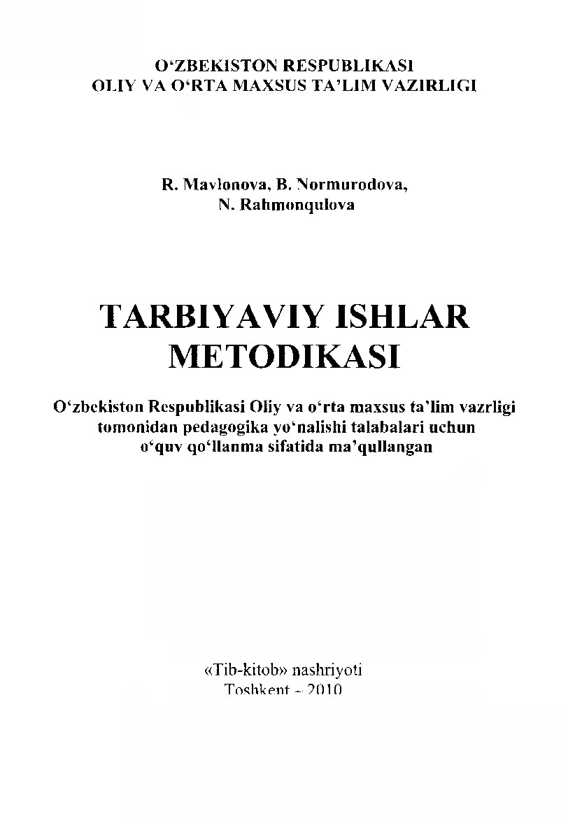 Tarbiyaviy ishlar metodikasi -----