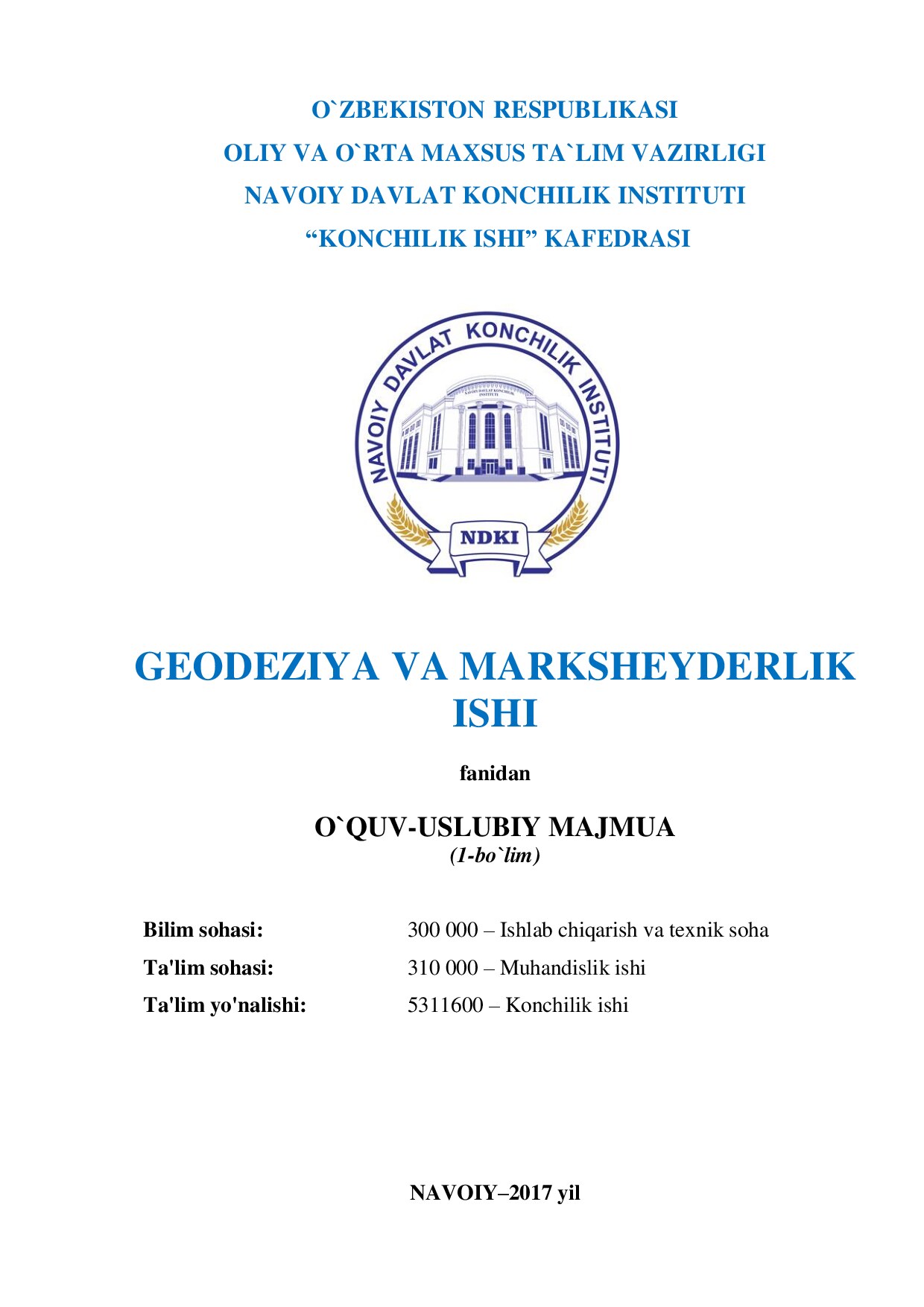 Geodeziya va marksheyderiya