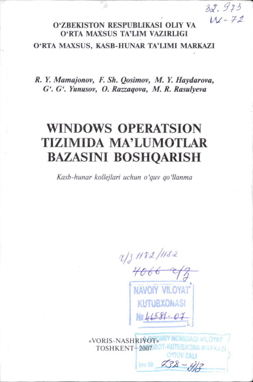 R_Mamajonov_Windows_operatsion_tizimida_ma`lumotlar_bazasini_boshqarish