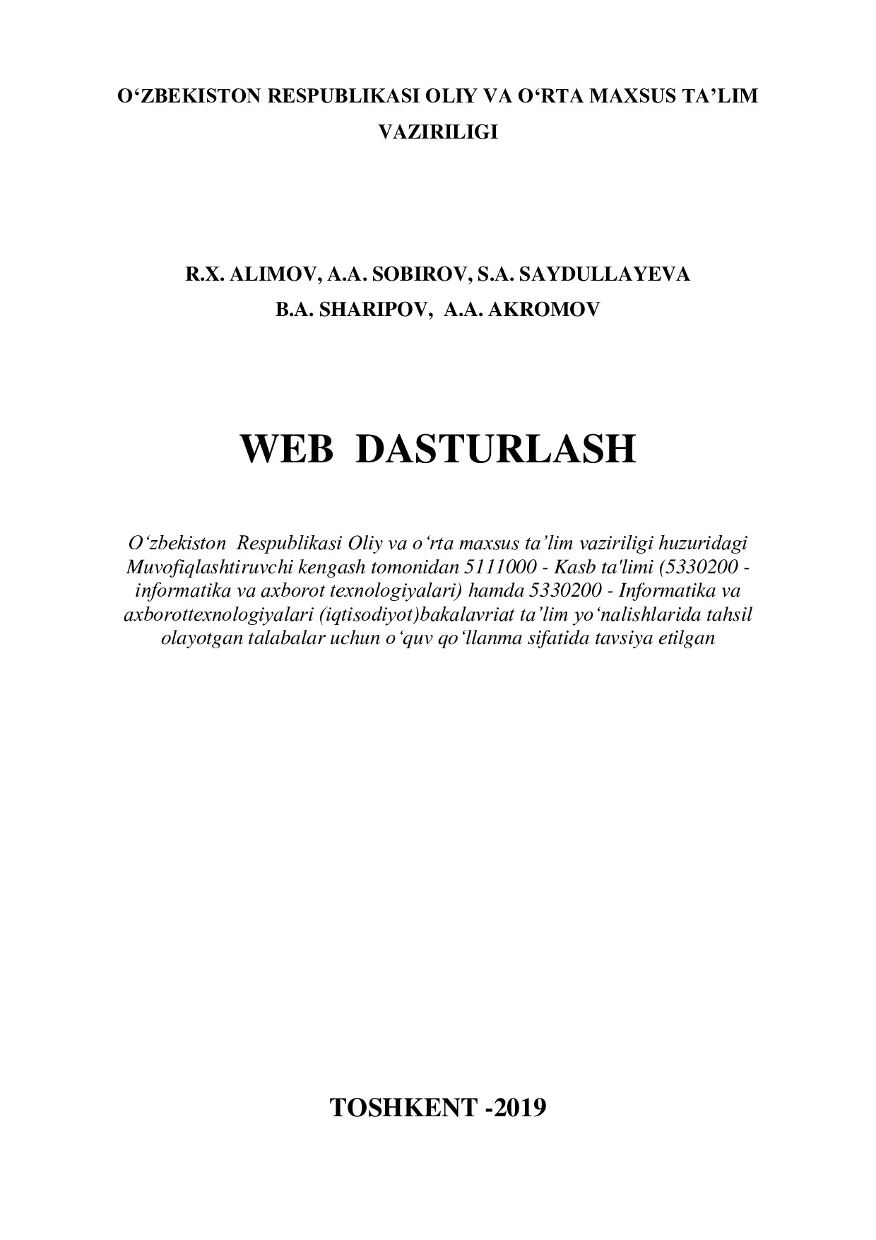 web dasturlash kitob