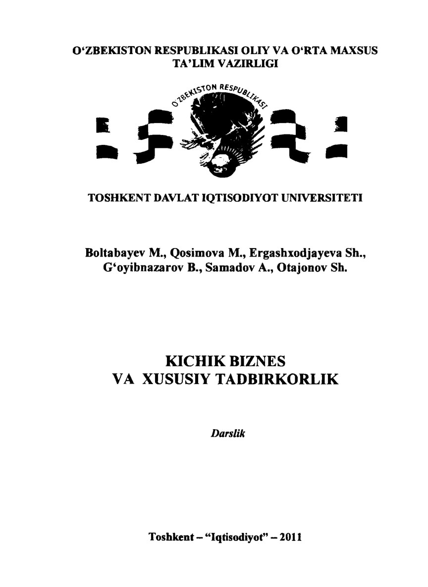 K IC H IK BIZNES  VA  XU SUSIY TADBIRKORLIK